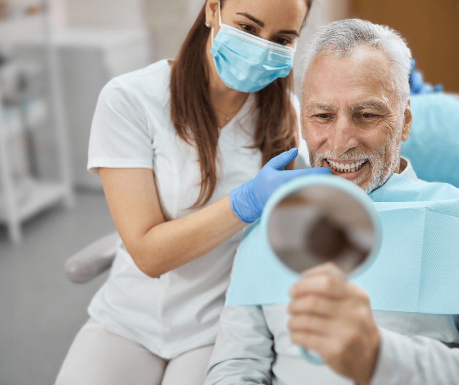 Restored smile after dental implant treatment.