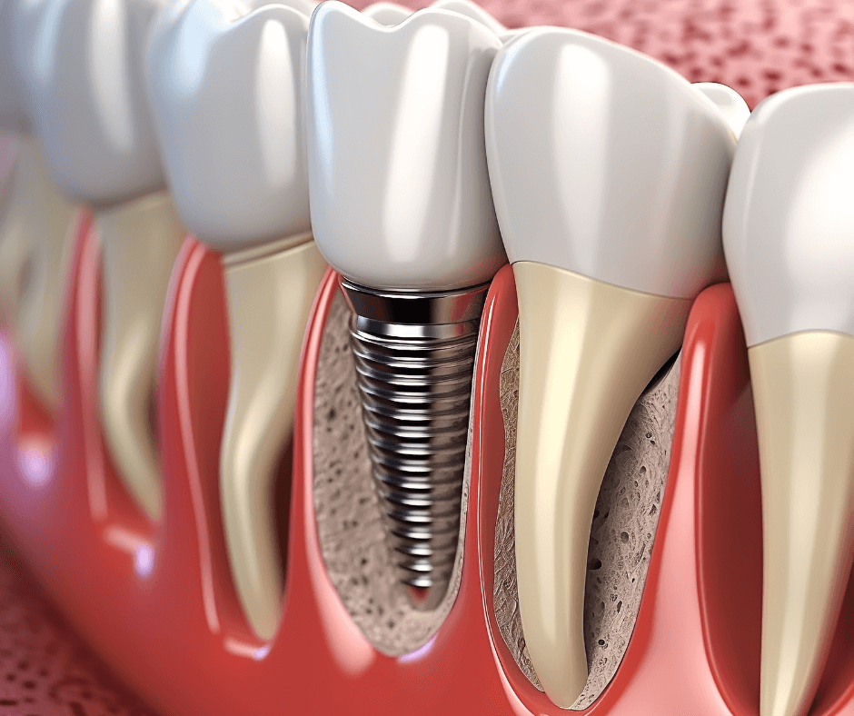 Cross-section of a dental implant showing structure.