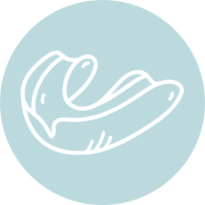 Illustration of a dental night guard appliance, representing protection against teeth grinding during sleep