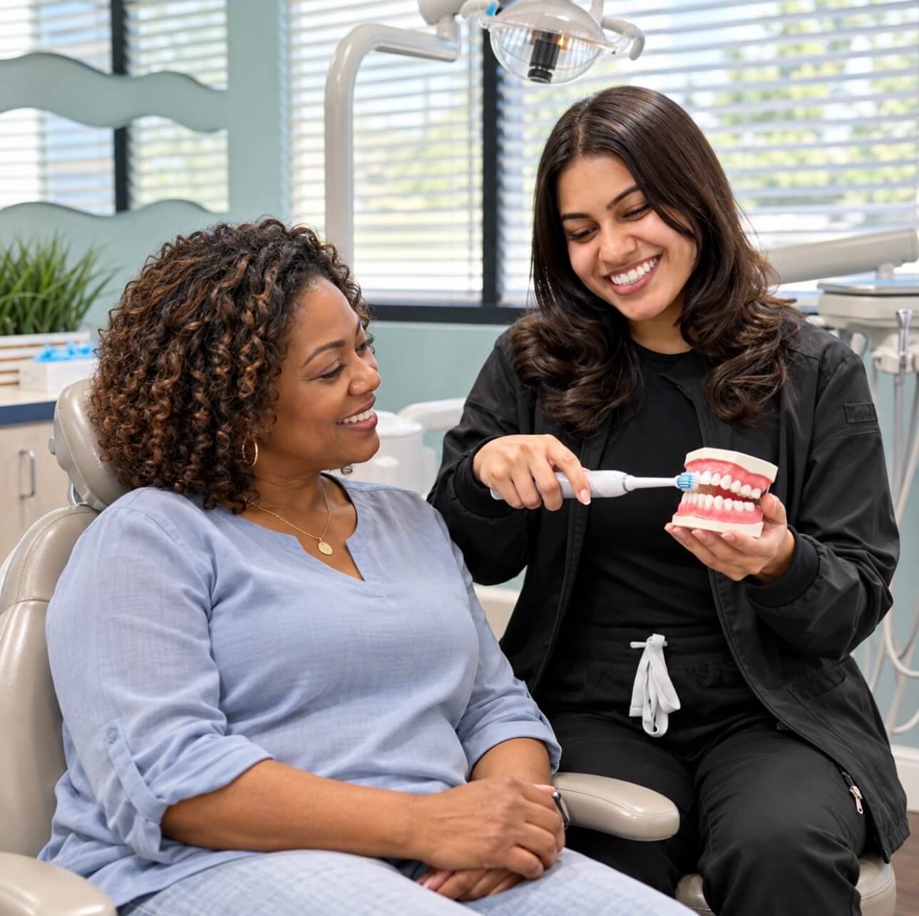 Demonstrating Tooth Brushing with electric toothbrush | All Smiles Dentistry & Orthodontics