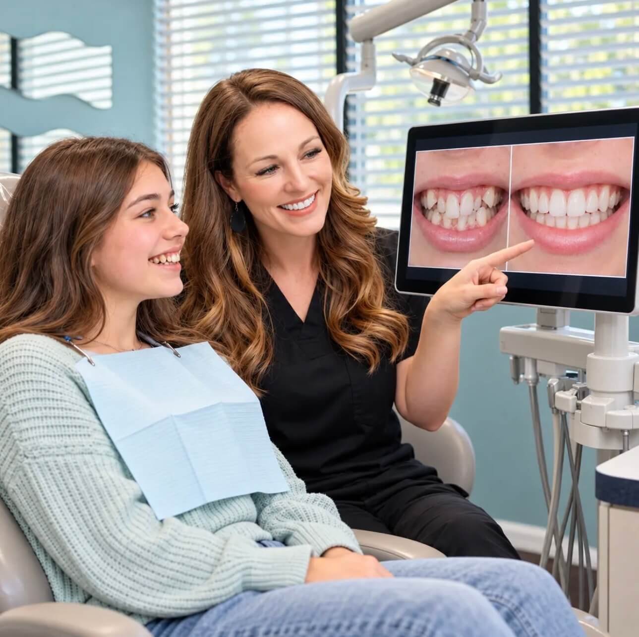 Dentist discussing orthodontics with a patient | All Smiles Dentistry & Orthodontics |Allen, TX