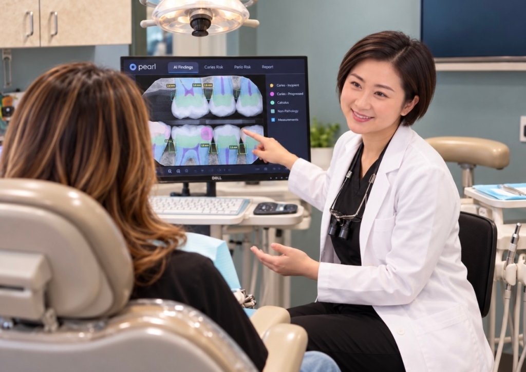 Dr. Shi, Allen Dentist at All Smiles Dentistry using AI for education of patient