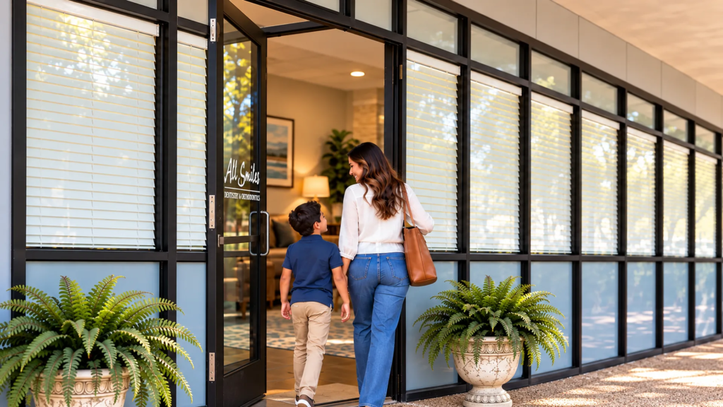 Parent and child arrive at All Smiles Dentistry & Orthodontics for family dentist in Allen, Texas.